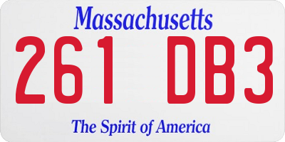 MA license plate 261DB3