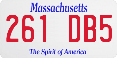 MA license plate 261DB5