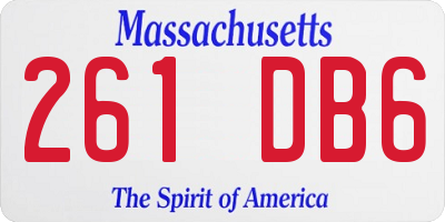 MA license plate 261DB6