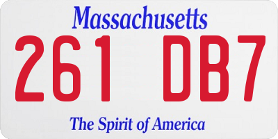 MA license plate 261DB7