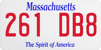 MA license plate 261DB8