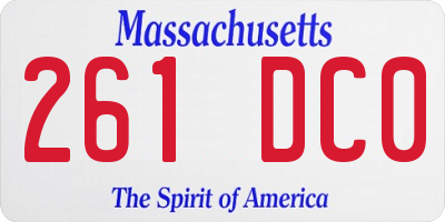 MA license plate 261DC0