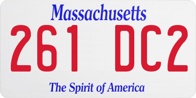 MA license plate 261DC2