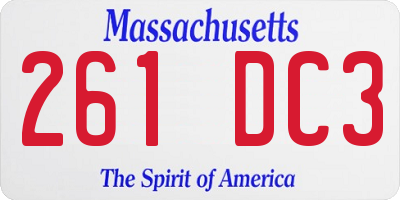 MA license plate 261DC3