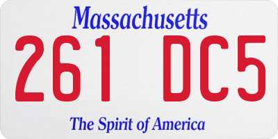 MA license plate 261DC5