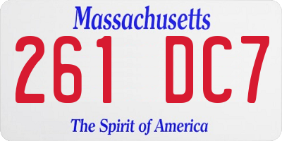 MA license plate 261DC7