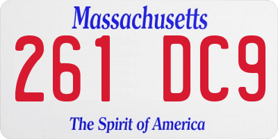 MA license plate 261DC9