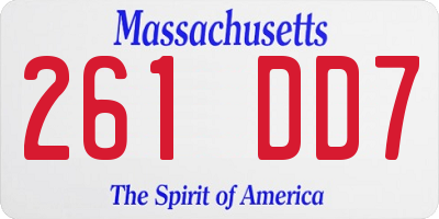 MA license plate 261DD7