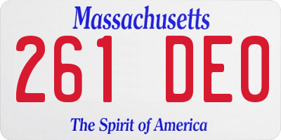 MA license plate 261DE0
