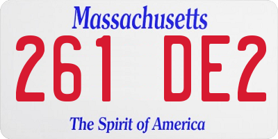MA license plate 261DE2