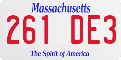 MA license plate 261DE3