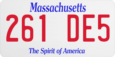 MA license plate 261DE5