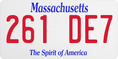 MA license plate 261DE7