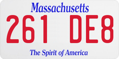 MA license plate 261DE8
