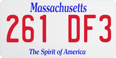 MA license plate 261DF3