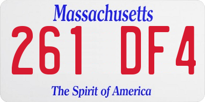 MA license plate 261DF4