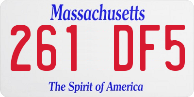 MA license plate 261DF5