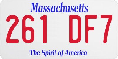 MA license plate 261DF7