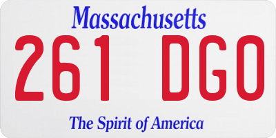 MA license plate 261DG0