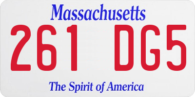 MA license plate 261DG5