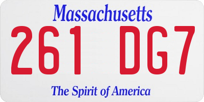 MA license plate 261DG7