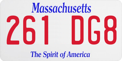 MA license plate 261DG8