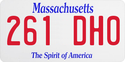 MA license plate 261DH0