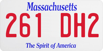 MA license plate 261DH2