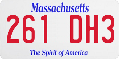 MA license plate 261DH3