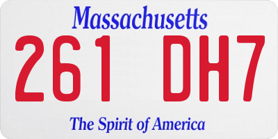 MA license plate 261DH7