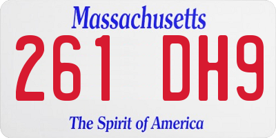 MA license plate 261DH9