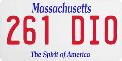 MA license plate 261DI0