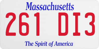 MA license plate 261DI3