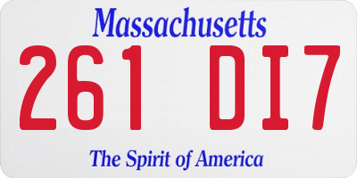 MA license plate 261DI7
