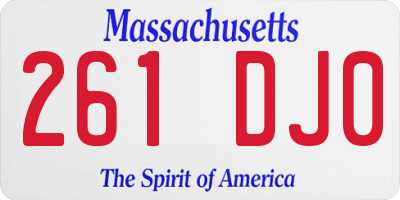 MA license plate 261DJ0