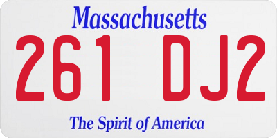 MA license plate 261DJ2