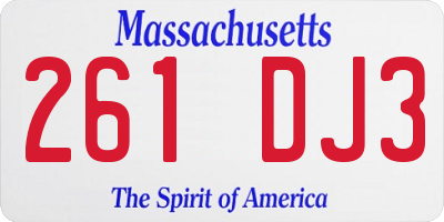 MA license plate 261DJ3