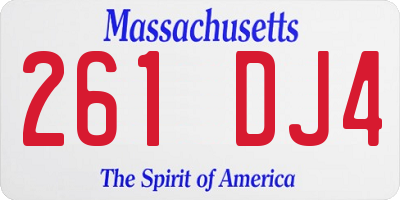 MA license plate 261DJ4