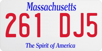 MA license plate 261DJ5