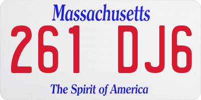 MA license plate 261DJ6