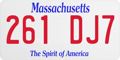 MA license plate 261DJ7