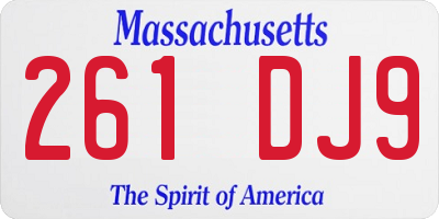 MA license plate 261DJ9