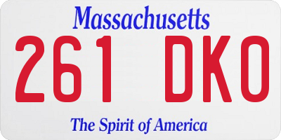 MA license plate 261DK0