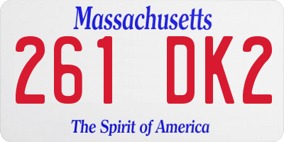 MA license plate 261DK2