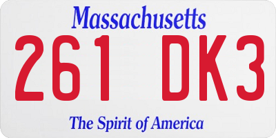 MA license plate 261DK3