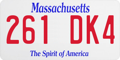 MA license plate 261DK4