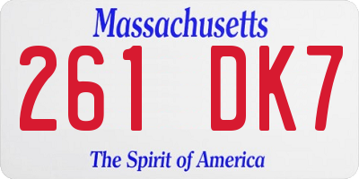 MA license plate 261DK7