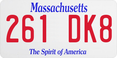MA license plate 261DK8