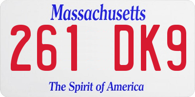 MA license plate 261DK9