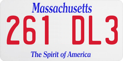 MA license plate 261DL3